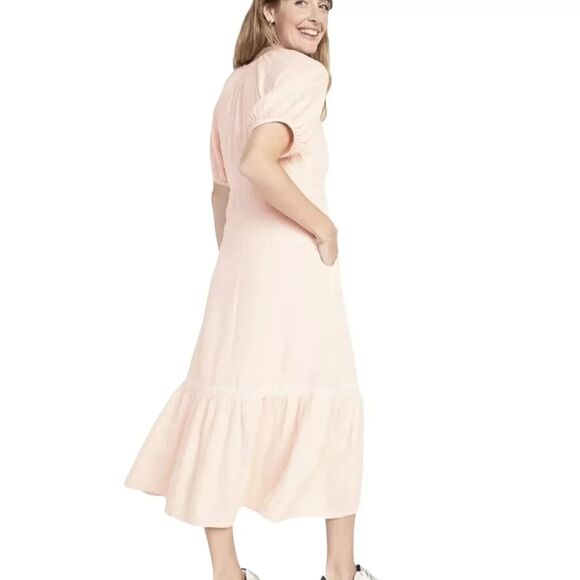 OLD NAVY SZ LARGE Soft Yellow Puff Sleeve Cotton Romantic Flirty Light-Weight - Picture 8 of 8